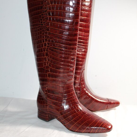 NWOB Veronica Beard CECILE CROC-EMBOSSED TALL BOOT Boots 9 - Picture 3 of 10